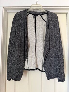 Style & Co. Charcoal Gray Open-Front Knit Blazer